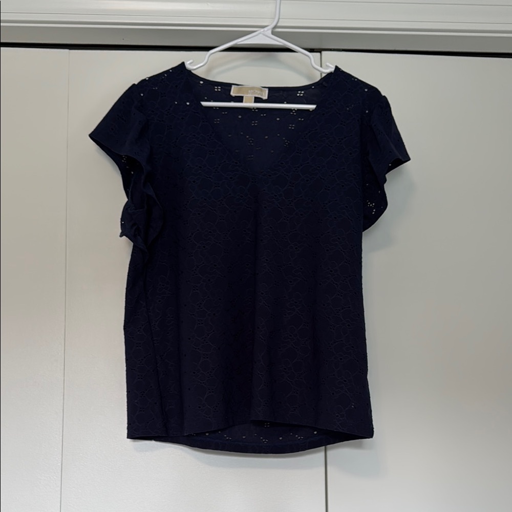 Michael Kors Navy Cap Sleeve Blouse